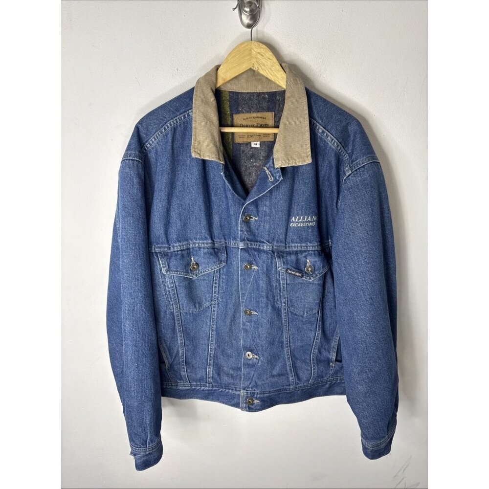 Denver Hayes‎ Denim Jacket 44 Corduroy Collar Blanket Lined Vintage Workwear